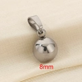 Minimalist silver stainless steel 8mm ball pendant with smooth polished finish - Silver 8mm Round Ball Pendant (KP120431-Z)
