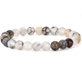 Macro detail of natural stone beads showing marble textures and unique patterns on bracelet - Cracked Agate Bracelet 8mm