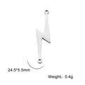 Polished silver lightning bolt jewelry pendant with dimensions 24.5x5.5mm and 0.4g weight - Flash / Steel