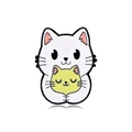 Spilla in smalto con gatto bianco che tiene gattino giallo per zaini - Stile Gatto che Abbraccia (CZ0400-2)