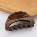 Pinza per capelli a mezzaluna marrone scuro effetto legno con finitura lucida - Marrone Effetto Legno (C16-3-8)