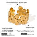 Bague ajustable en acier inoxydable doré avec motif à fleurs multiples élégant - Bague Ouverte Fleurs Épissées (JDRW2409004)