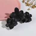 Matte black floral hair claw clip with three frangipani flowers in elegant minimalist style - 11CM Matte Black 02 (Three Flowers)
