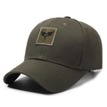 Cappellino da baseball tattico verde oliva con patch quadrata ricamata in cotone - Taglia Unica(Regolabile) / Verde Militare