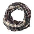 Blue and beige plaid faux cashmere neck warmer with functional pocket detail - F55