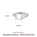 Monture de bague ovale en argent avec petits diamants pour pierres de 8x9mm - Plaqué Platine (8*9mm)
