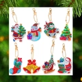 8-piece set of DIY Christmas diamond painting keychains featuring Santa and snowman figures - YSK9010 Christmas Series (8pcs) Double-sided