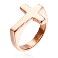 Men's rose gold stainless steel ring featuring a minimalist cross design at 45-degree angle - US 6 / Rose Gold