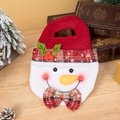 Sacchetto regalo pupazzo di neve di Natale con manico rosso e fiocco scozzese su legno - Pupazzo di Neve