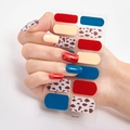 Cute strawberry cow print and leopard nail stickers with solid colors on nails - DQ-02 Cow Print Multicolor