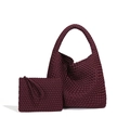 Gewebte Hobo-Umhängetasche und passendes Clutch-Set im eleganten burgunderroten Design. - Zweiteiliger Taschenstil (B1681#) / Bordeaux