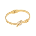 Golden stainless steel cross flower bracelet with sparkling crystals and OT toggle clasp - Nail Lock Style (2#钉)