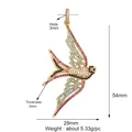 Gold-plated swallow bird pendant with colorful zircon stones measuring 54x29mm - Large Colorful Swallow-Gold