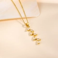 Golden wheat leaf pendant necklace with micro-set zircons on elegant fine metal chain - Gold Style (ZYN-DMK844G-A)