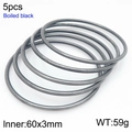 Set of 5 boiled black 3mm titanium steel bangles with 60mm inner diameter minimalist style - 60mm-Set of 5 (KB209827-GC)