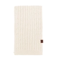 Creamy beige cable knit scarf with a decorative brown leather snowflake logo patch - Off-White Scarf Only