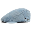 Lichtblauwe denim katoenen platte pet met verstelbare vintage bronzen gespband - Verstelbaar / Lichtblauw