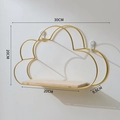 Cloud shaped gold metal wall shelf with light wood base measuring 30cm length - Large / Gold