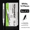 Set of 12 white acrylic paint markers with 1.0mm fiber tip for waterproof fast drying - White Hard Tip 12 Pack