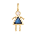 Détail du pendentif fille plaqué or 18K avec zircons bleus et roses étincelants - Fille - Déc (Bleu Foncé)