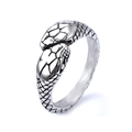 Anello a doppia testa di serpente in argento retrò con trama a squame e stile punk - US 5 / Color Acciaio