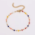 Detailed view of 304 stainless steel bracelet with colorful square beads and lobster clasp - Bracelet