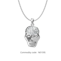 Pendentif tête de mort en argent avec zircons blancs, style hip-hop et gothique - Couleur Acier (N0159S)