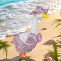 Pink sequin bikini and sun hat outfit set for a garden goose lawn ornament - Sequin Bikini M