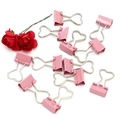 Pink heart-shaped hollow metal binder clips in a macaron finish for office use - 2.0CM*3.5CM / Pink