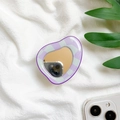 Purple and green checkerboard foldable phone grip stand with built-in makeup mirror - Purple Teardrop