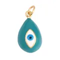 Blauer Evil Eye Anhänger in Tropfenform mit Emaille und Goldrand für DIY Schmuck - M09 Türkis Tropfenanhänger / Türkis