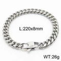 Polished silver Cuban link bracelet with unique buckle, 220x8mm stainless steel style - Style A 8mm-220mm(KB165964-ZZ)