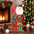 Decorazione natalizia in legno con scritta HO HO HO e motivo di Babbo Natale - Babbo Natale-HO HO HO
