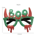 Funny green and red BOO Halloween party glasses with devil horns and glitter finish - Green BOO Decorative Glasses