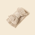 Beige corduroy ribbed baby headband featuring a large soft bow for infants - 18.5*8.5cm / Beige