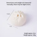 White PVC steamed bun squeeze toy food model with 7.8cm diameter for stress relief - 7.8cm Large Bun - No Hook