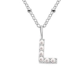Minimalist silver titanium steel necklace featuring a pearl-inlaid letter L pendant for women - L-Steel Color