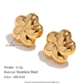Elegant 25mm five-petal flower stud earrings in 18K gold plated stainless steel - Gold (Spiral Flower Studs)