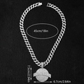 Collana cubana hip hop argento con pendente tondo WORLD ghiacciato e lunghezza 45 cm - Catena Cubana da 18 Pollici + Ciondolo / Argento