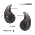 Boucles d'oreilles gouttes en résine gris fumé et acier titane avec hauteur de 30mm - Gris clair