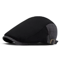 Cappello newsboy classico in nero con inserti scozzesi grigi e fibbia in metallo regolabile - Nero Patchwork Grigio Griglia