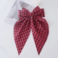 Plaid oversized bow hair clip with red and black pattern in a classic fabric style - Rose Red & Black Plaid