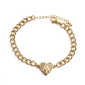 Bracciale regolabile bohémien placcato oro con zirconi e ciondolo cuore della Vergine Maria - CB00168 (Vergine Maria Cuore)