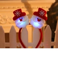 LED light-up Christmas headband featuring dual Santa Claus motifs on a red festive frame - LED Dual (Santa Claus)