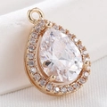 Pendentif goutte d'or élégant orné d'une grande pierre précieuse centrale à facettes claires - 1.5*2.0CM
