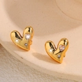 Elegant 18k gold plated heart stud earrings with sparkling clear cubic zirconia stones - Gold Rhinestone Heart