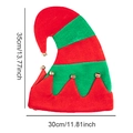 Striped red and green elf hat with gold bells and dimensions 35cm high and 30cm wide - Patchwork Elf Hat / Patchwork Red Green