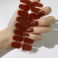 Dark red brown solid color nail stickers set model CS-054 for elegant manicure - Dark Red Brown CS054
