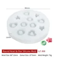 Silikonform für Mini-Donuts mit Herz- und Sternmotiven, 86mm Durchmesser für DIY Kuchen - Runde Herz Stern Silikonform LZ-368