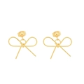 Elegant gold bow-shaped stud earrings for women featuring a minimalist wire-bent design - Bow Tie Pair / Gold